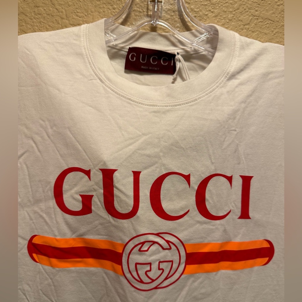 New Authentic Gucci Logo T Shirt White Size S Oversized / US L - Picture 7 of 9